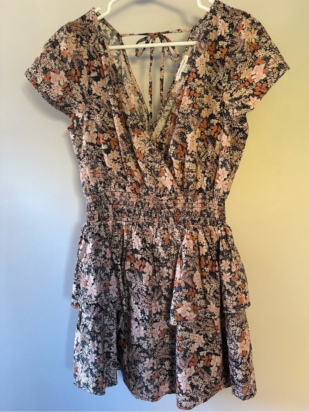 American Eagle Floral Smocked Waist Mini Dress